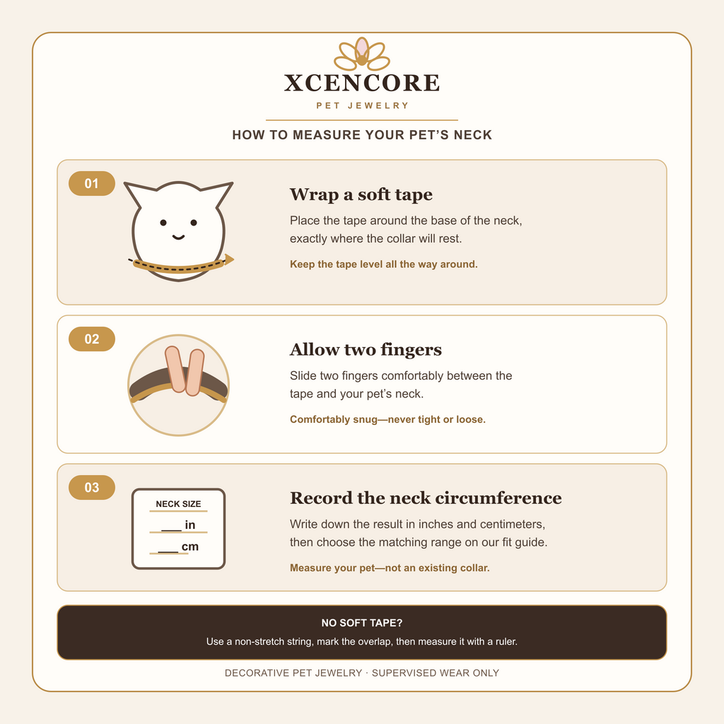 XCENCORE Pastel Garden Floral Crystal Pet Collar — neck measurement guide