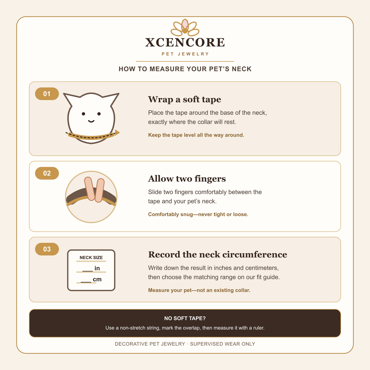 XCENCORE Pastel Garden Floral Crystal Pet Collar — neck measurement guide