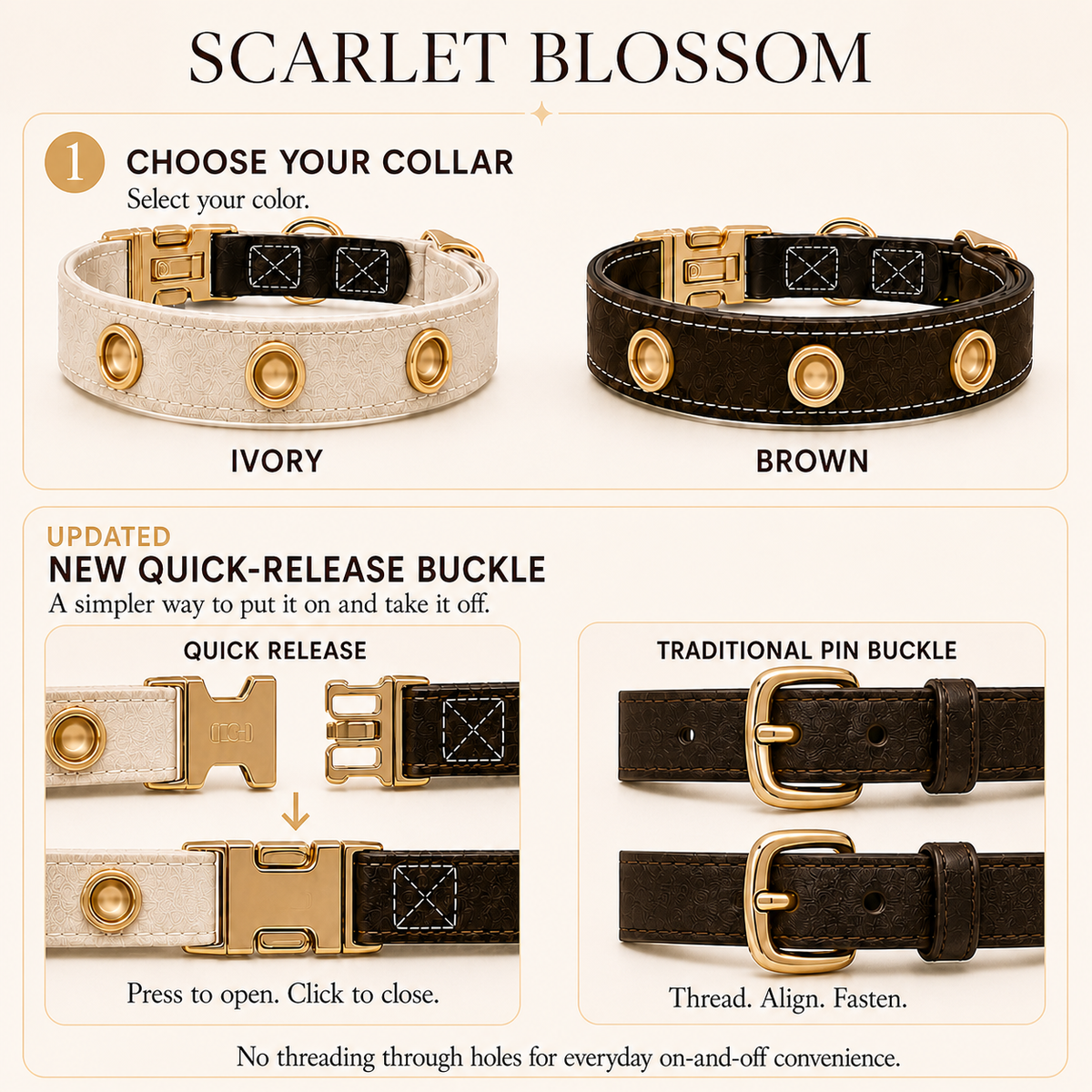 XCENCORE Scarlet Blossom color choices and quick-release buckle comparison