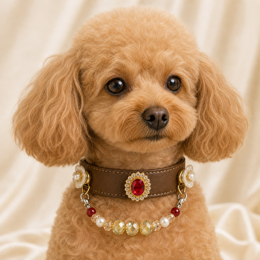 XCENCORE Ruby Heirloom Crystal Pet Collar for Dogs & Cats worn by a pet