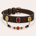 XCENCORE Midnight Seven Heirloom Pet Collar — corrected champagne-gold hardware product view