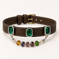 XCENCORE Emerald Mosaic Crystal Pet Collar — corrected champagne-gold hardware product view