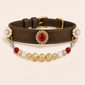 XCENCORE Ruby Heirloom Crystal Pet Collar — confirmed real construction with champagne-gold buckle product view