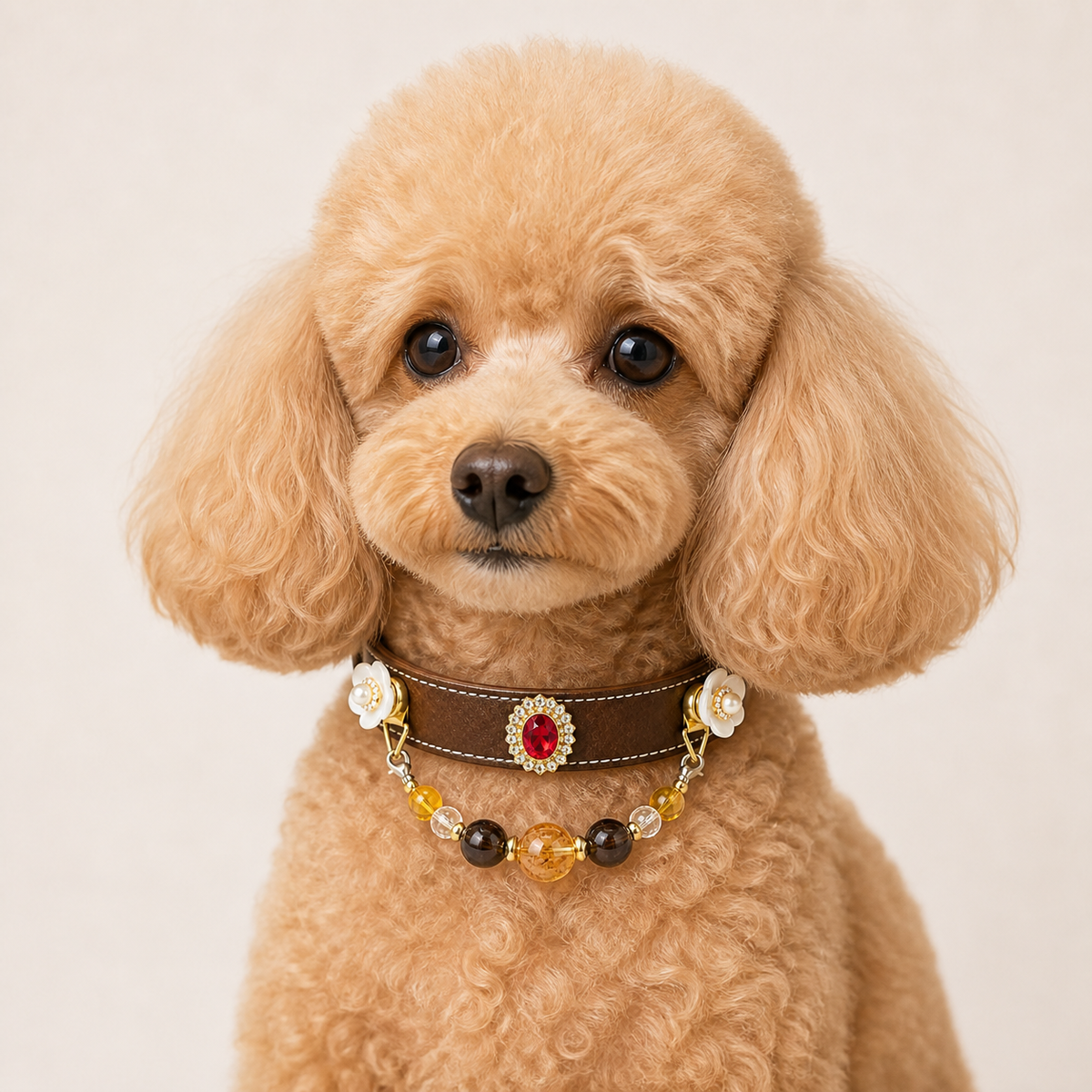 XCENCORE Golden Tea Blossom Crystal Pet Collar confirmed 2026-08-27 snug pet fit