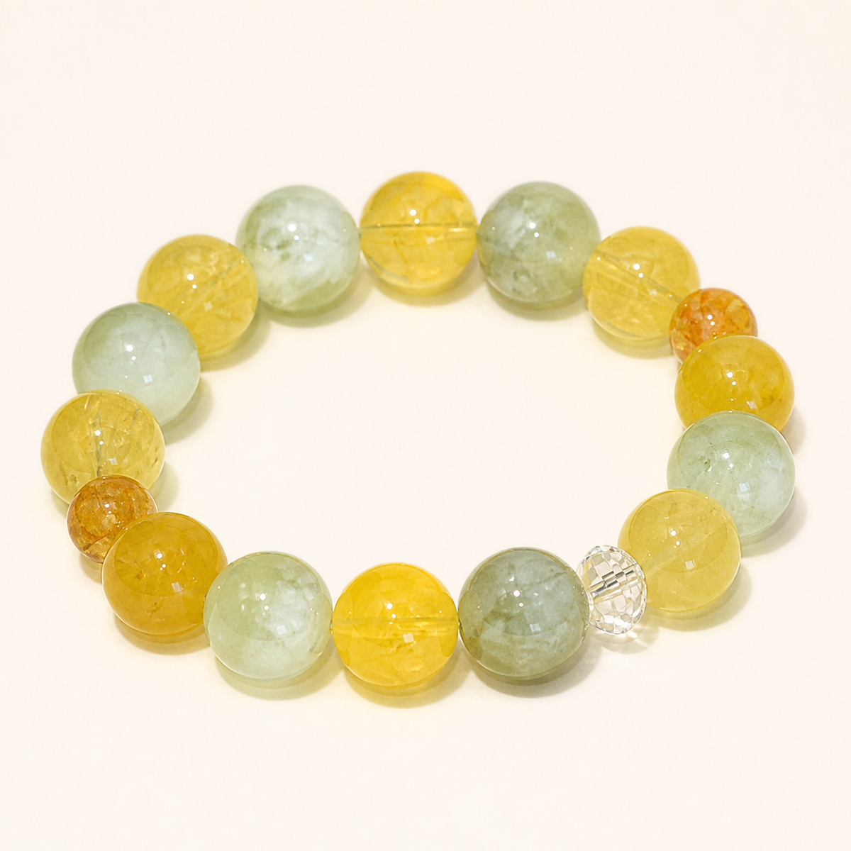 XCENCORE Sunlit Jade Blossom Collar + Owner Bracelet Set — approved v002 coordinating owner bracelet on warm white