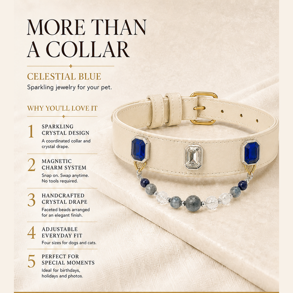XCENCORE celestial-blue-crystal-pet-collar — product benefits square detail v2 — 2026-08-31