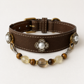 XCENCORE Honeyed Tiger Crystal Pet Collar confirmed main view — exact seven-bead pendant