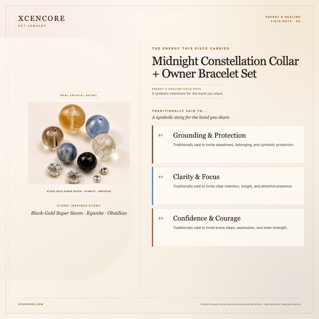 XCENCORE Midnight Constellation Collar + Owner Bracelet Set Energy & Healing field note — clean real material v4