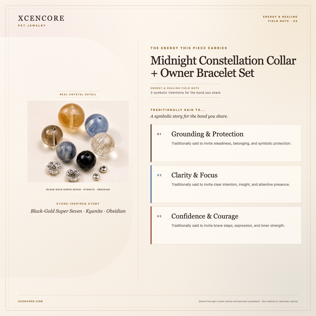 XCENCORE Midnight Constellation Collar + Owner Bracelet Set Energy & Healing field note — clean real material v4