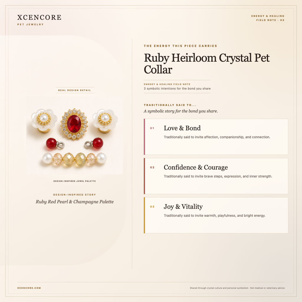 XCENCORE XCENCORE Ruby Heirloom Crystal Pet Collar for Dogs & Cats Energy & Healing field note — clean real material v4