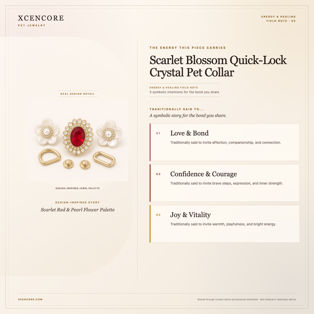 XCENCORE XCENCORE Scarlet Blossom Quick-Lock Crystal Pet Collar Energy & Healing field note — clean real material v4