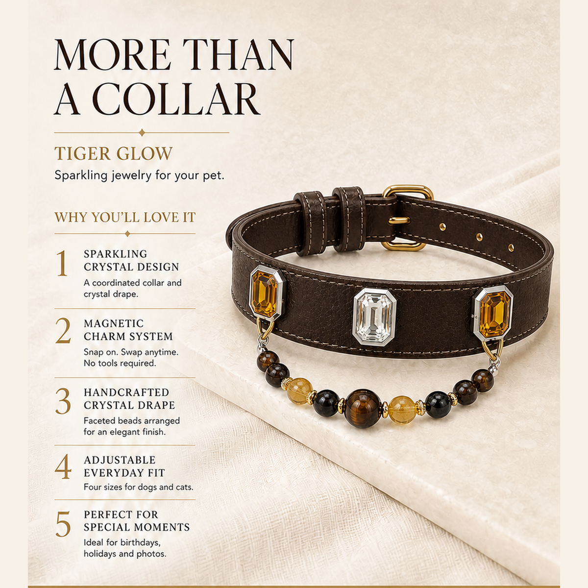 XCENCORE tiger-glow-crystal-pet-collar — product benefits square detail v2 — 2026-08-31